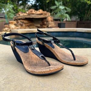 Ralph Lauren Navy Blue Naris Sandal Cork‎ Wedges - Size 8B Women’s